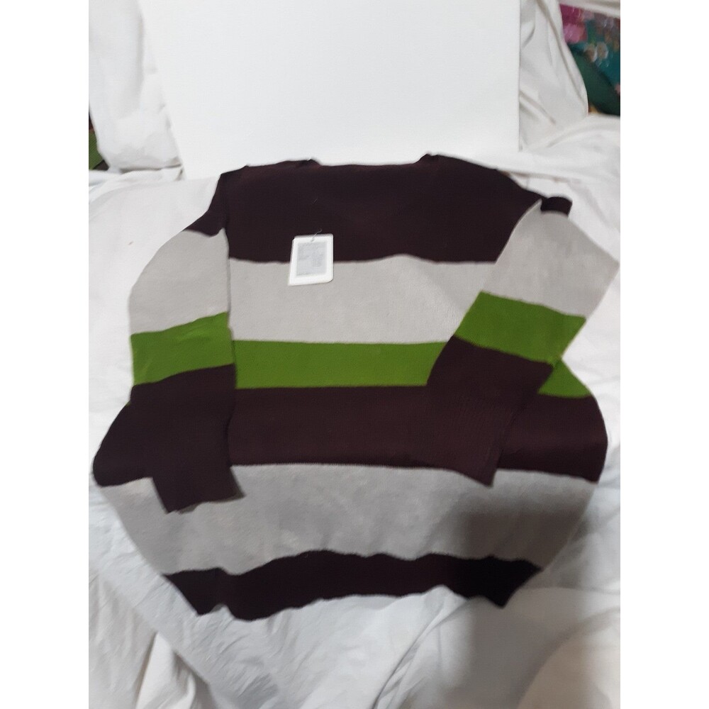 NWT YANG RONG Womens Vneck Colorblocked Pullover sz Sm